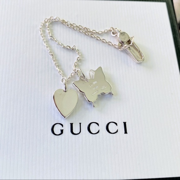 Gucci Heart & Butterfly Silver Logo Charm Bracelet - Picture 11 of 16